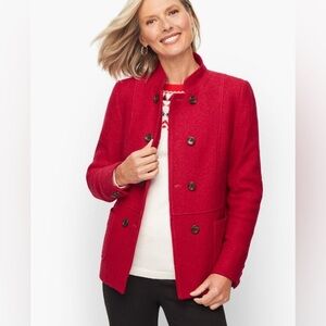 Talbots Berkshire Wool Blend Double Breasted Jacket Red size 14P